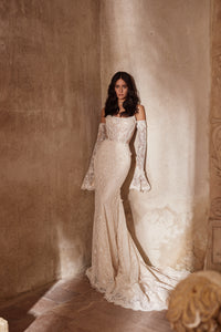 Personalized veil and bolero in Lora fabric