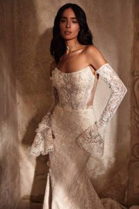 Personalized veil and bolero in Lora fabric