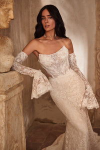 Personalized veil and bolero in Lora fabric