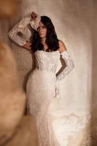 Personalized veil and bolero in Lora fabric